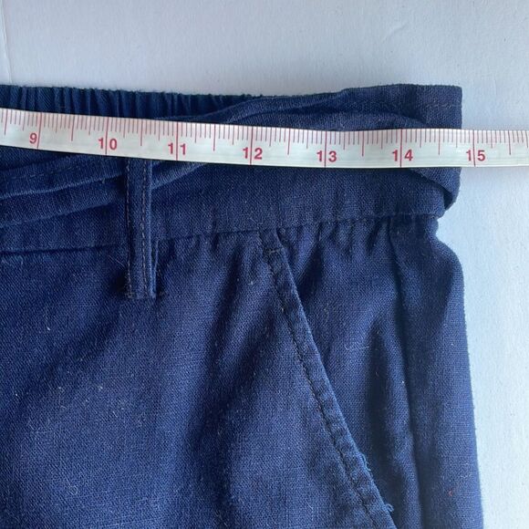 J. CREW 55% Linen 45% Cotton Navy Pull On Pants Tie Belt Side Pockets Wide Leg 2 - Picture 10 of 13